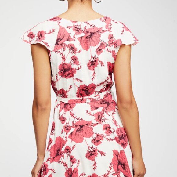 Free People French Quarter Mini Dress Pink Floral, Size XS Color: Ivory Combo - Picture 3 of 4